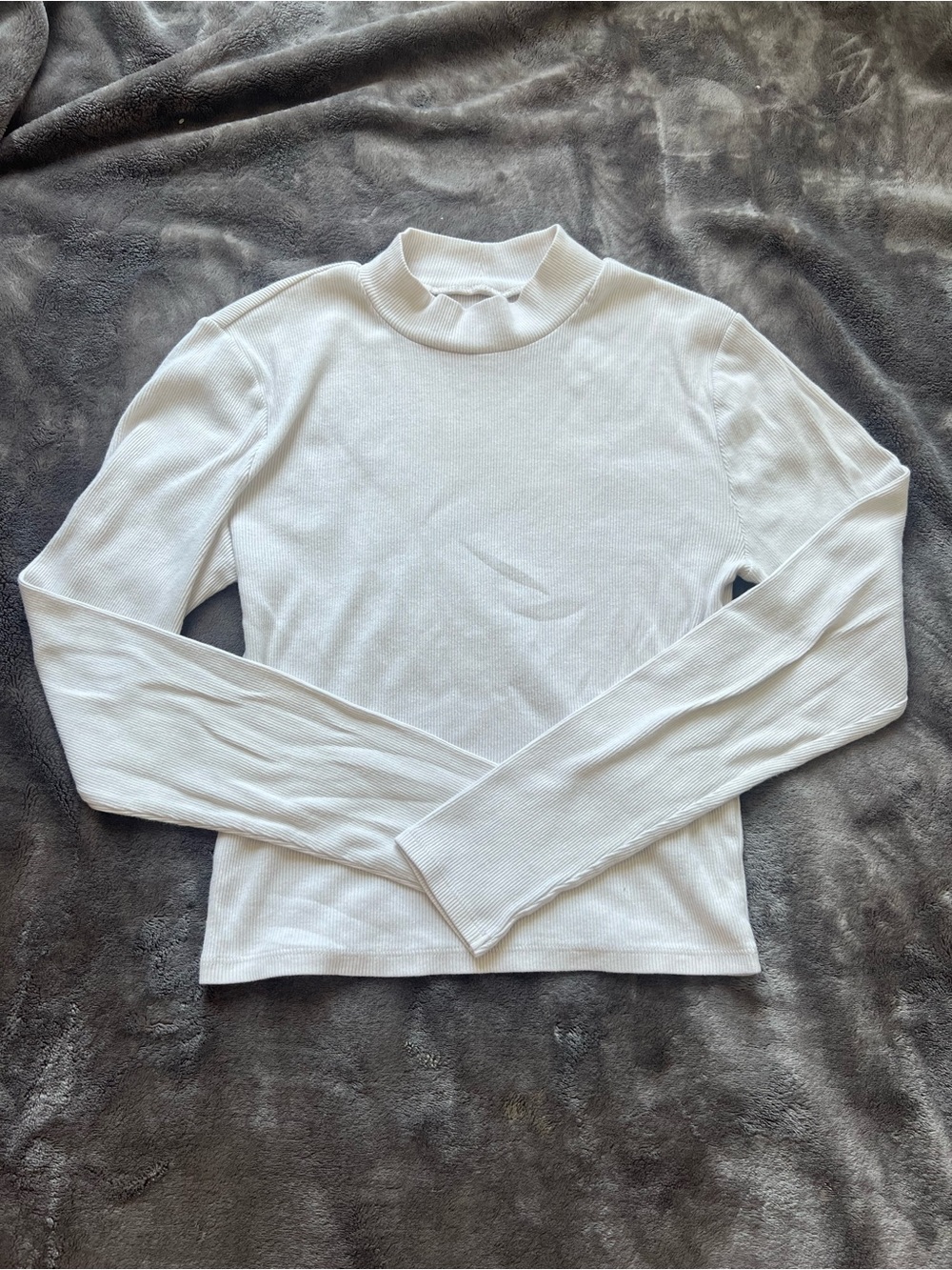 Abercrombie & Fitch Cream Ribbed Mock Neck Top